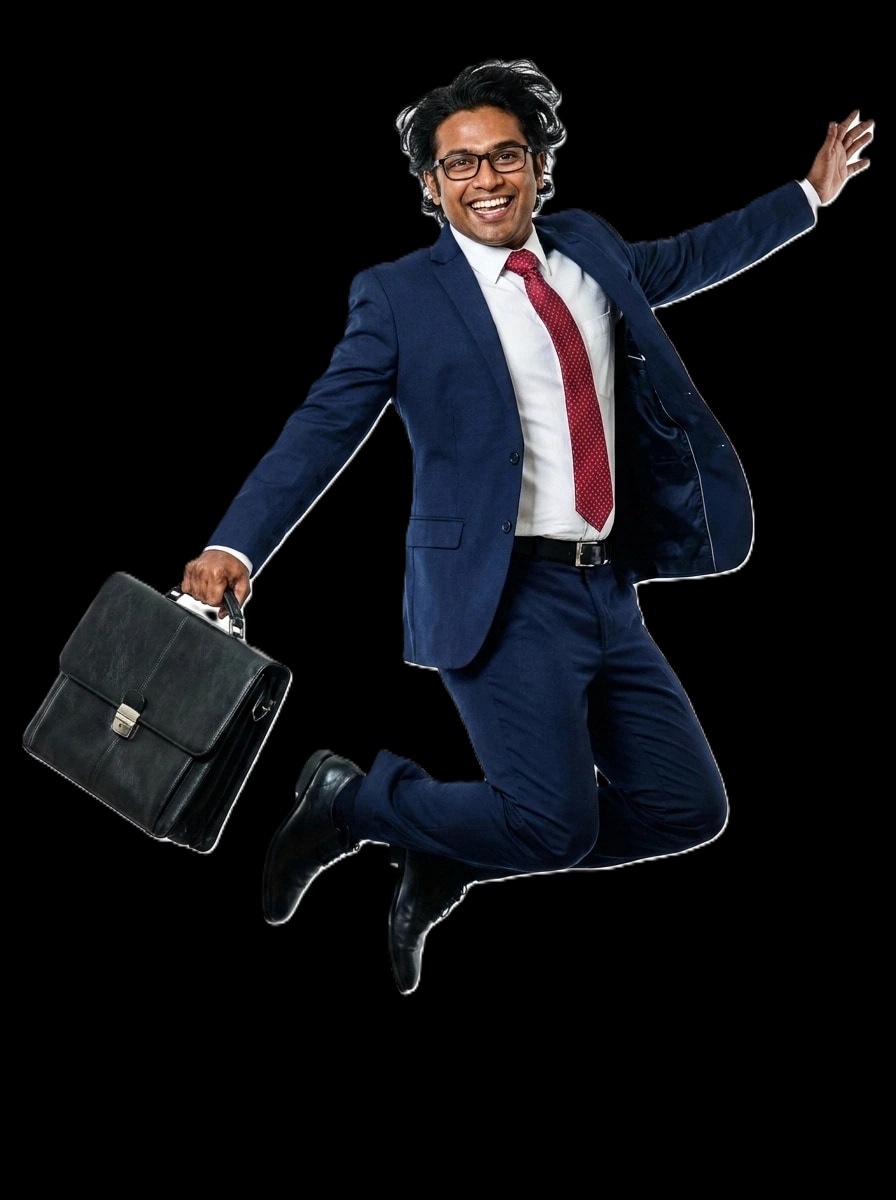 Professional celebrating a career opportunity